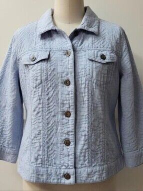 Chico's Pale Blue Textured Cotton  Jacket